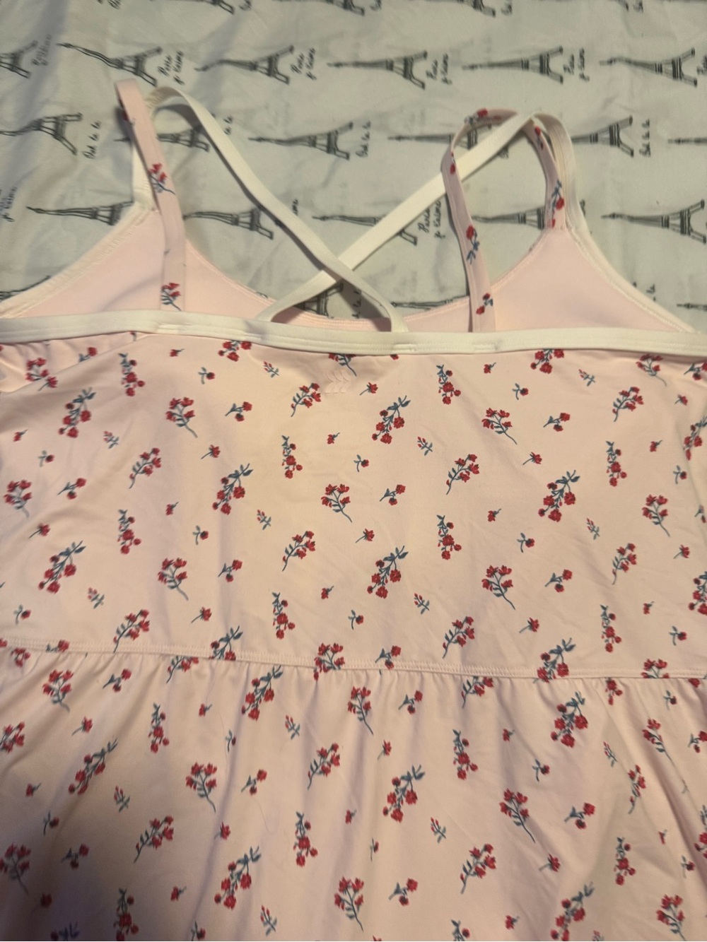 all in motion Light Pink Floral Tank Top with Crisscross Back - Picture 6 of 10